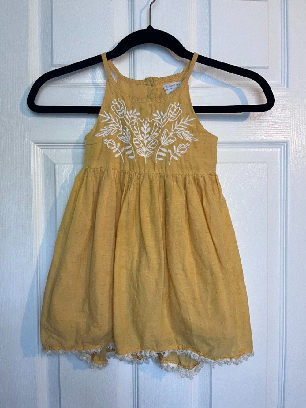 Tahari Girls Mustard Yellow Embroidered Boho Sundress